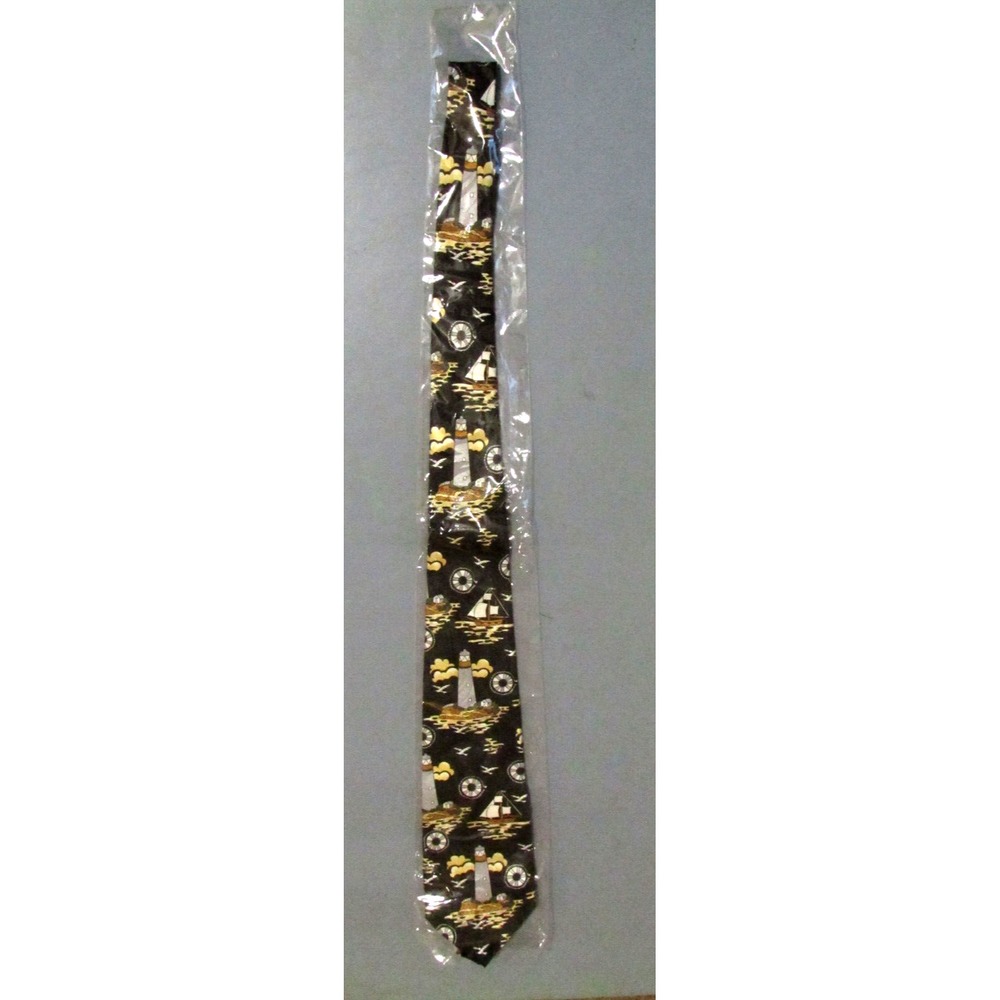 Steven Harris Tie Black Siler Lighthouse Sailing boat   # 279   NEW